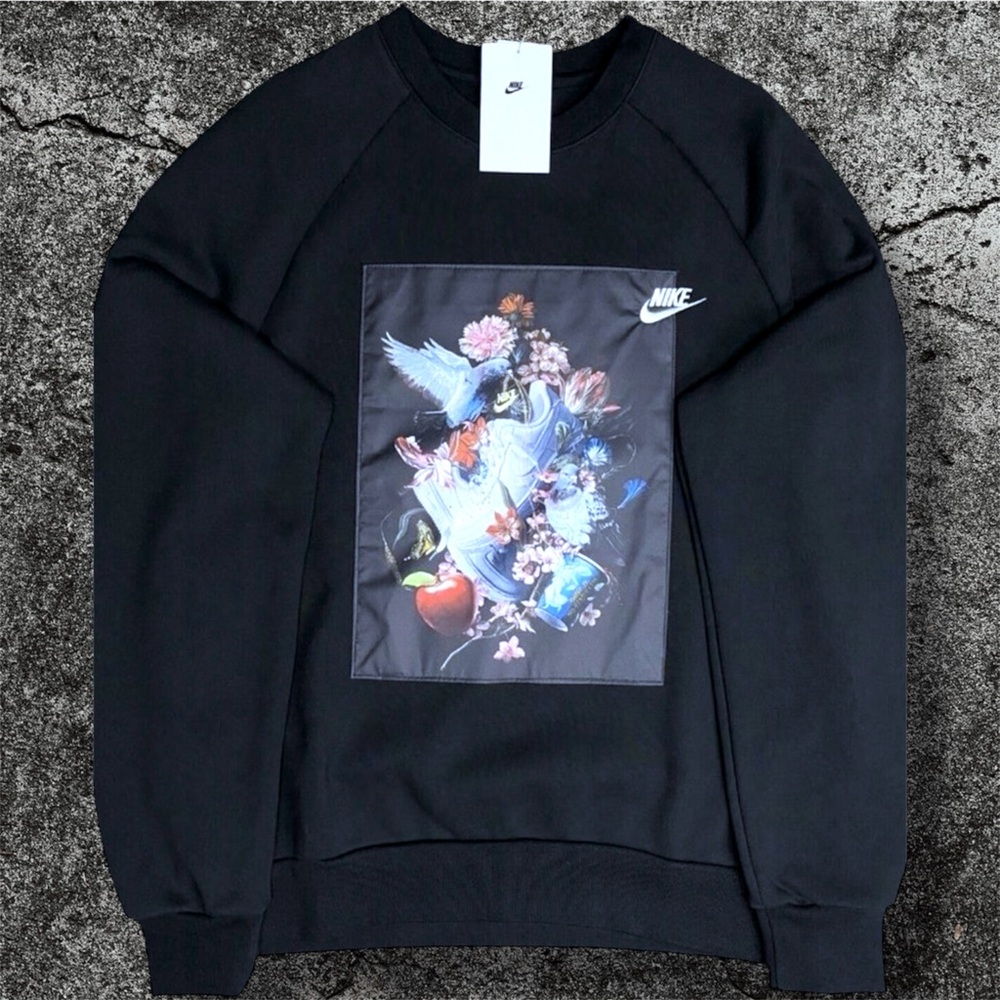 •RARE• Nike Black AF1 Masterpiece Graphic Crewneck Sweatshirt with Pigeons • XXL